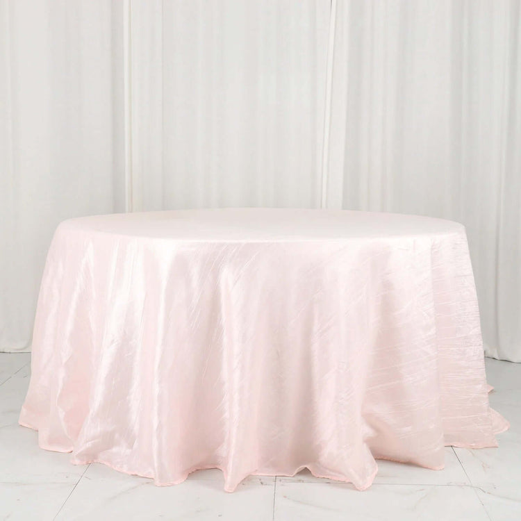 Blush Rose Gold Accordion Crinkle Taffeta Round Tablecloth