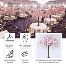 Blush Artificial Cherry Blossom Tree With Detachable Metal Base, Silk Sakura Flowers Wishing Tree