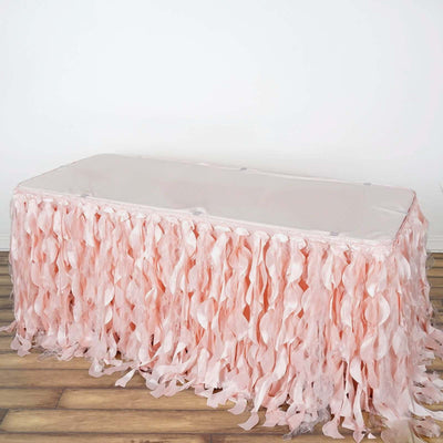 Taffeta Table Skirt 14ft Blush - Curly Willow Table Cover