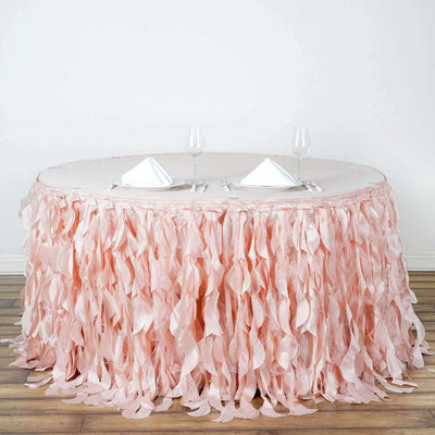 Taffeta Table Skirt 14ft Blush - Curly Willow Table Cover