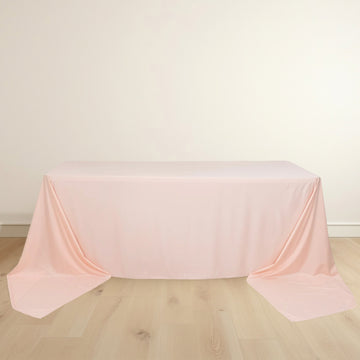 Blush Premium Scuba Rectangular Tablecloth, Wrinkle Free Polyester Seamless Tablecloth - 90"x156" for 8 Foot Table With Floor-Length Drop