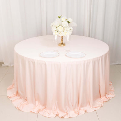 Scuba Round Tablecloth 132" Blush - Seamless & Wrinkle Free Table Cover