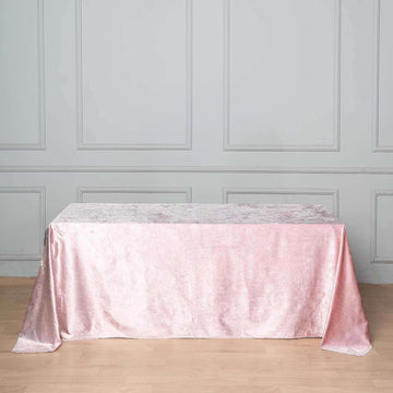 Blush Seamless Premium Velvet Rectangle Tablecloth, Reusable Linen 90"x132" for 6 Foot Table With Floor-Length Drop