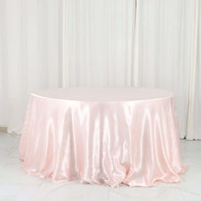 132 Inch Satin Tablecloth In Blush Rose Gold