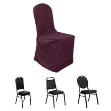 Burgundy Polyester Banquet Chair Cover, Reusable Stain Resistant Slip On Chair Cover