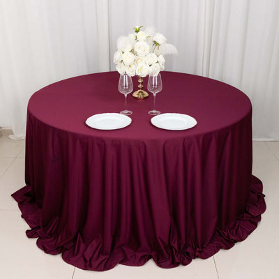 Scuba Round Tablecloth 132" Burgundy - Seamless & Wrinkle Free Table Cover