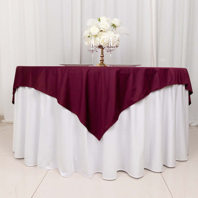 Scuba Square Table Overlay 70"x70" Burgundy - Wrinkle Free & Stain Resistant Table Topper