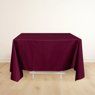 Burgundy Premium Scuba Square Tablecloth, Wrinkle Free Polyester Seamless Tablecloth 70"