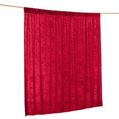 Crushed Velvet Backdrop Curtain – Burgundy 8ft x 8ft Event Drape with Rod Pocket, Privacy Panel for Photo Booths & Events