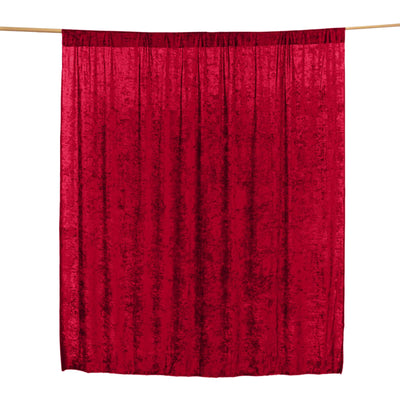 Crushed Velvet Backdrop Curtain – Burgundy 8ft x 8ft Event Drape with Rod Pocket, Privacy Panel for Photo Booths & Events