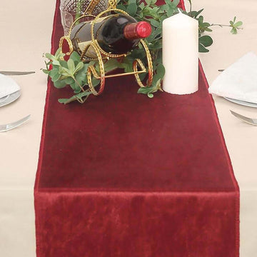 Burgundy Premium Velvet Table Runner 12"x108"