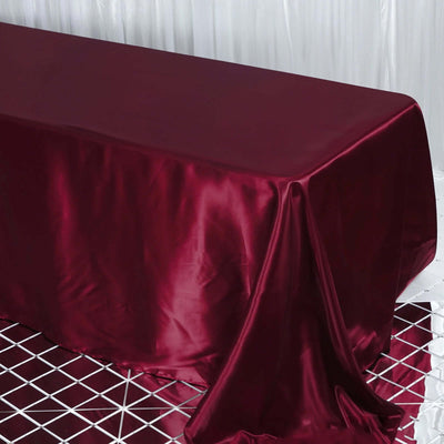Satin Rectangular Tablecloth 90"x132" Burgundy - Seamless Table Cover