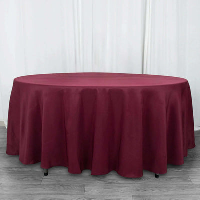 Premium Polyester Round Tablecloth 108" Burgundy - 220GSM Wrinkle-Resistant & Durable Table Cover