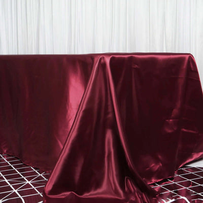 Satin Rectangular Tablecloth 90"x156" Burgundy - Seamless Table Cover