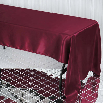 Satin Rectangular Tablecloth 60"x126" Burgundy - Wrinkle-Resistant & Durable Table Cover