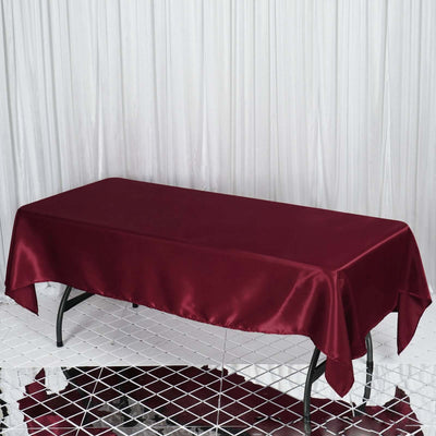 Satin Rectangular Tablecloth 60"x102" Burgundy - Wrinkle-Resistant & Durable Table Cover