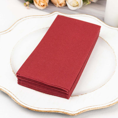 20 Pack Linen-Like Paper Napkins 8.5"x4" Burgundy - Soft & Hygienic Airlaid Towels