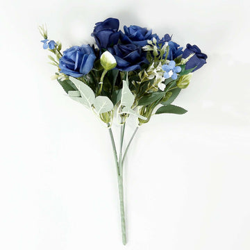 <h3 style="margin-left:0px;"><strong>Elegance Redefined with Navy Blue Real Touch Silk Rose Bouquet</strong>