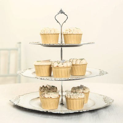 3-Tier Plastic Round Cupcake Stand 13" Whitewashed