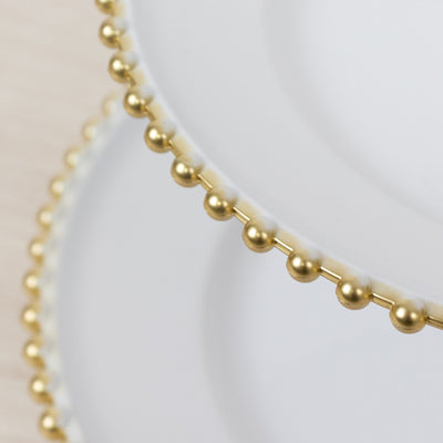 White 3-Tier Round Plastic Cupcake Tower Stand with Gold Beaded Rim, Dessert Display Tea Party Serving Platter With Top Handle - 14"