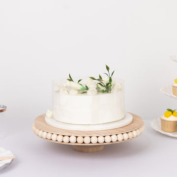 <span style="background-color:transparent;color:#000000;">Elegant Rustic Charm: Natural Round Wooden Pedestal Cake Stand</span>