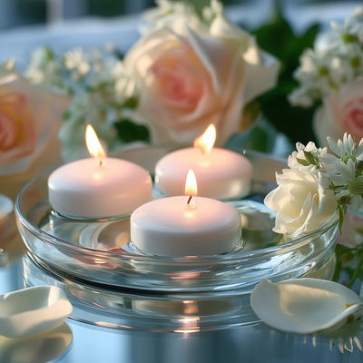 12 Pack White Floating Candles 2" – Unscented Dripless Long Burn Disc Wax Candles for Centerpieces & Vases