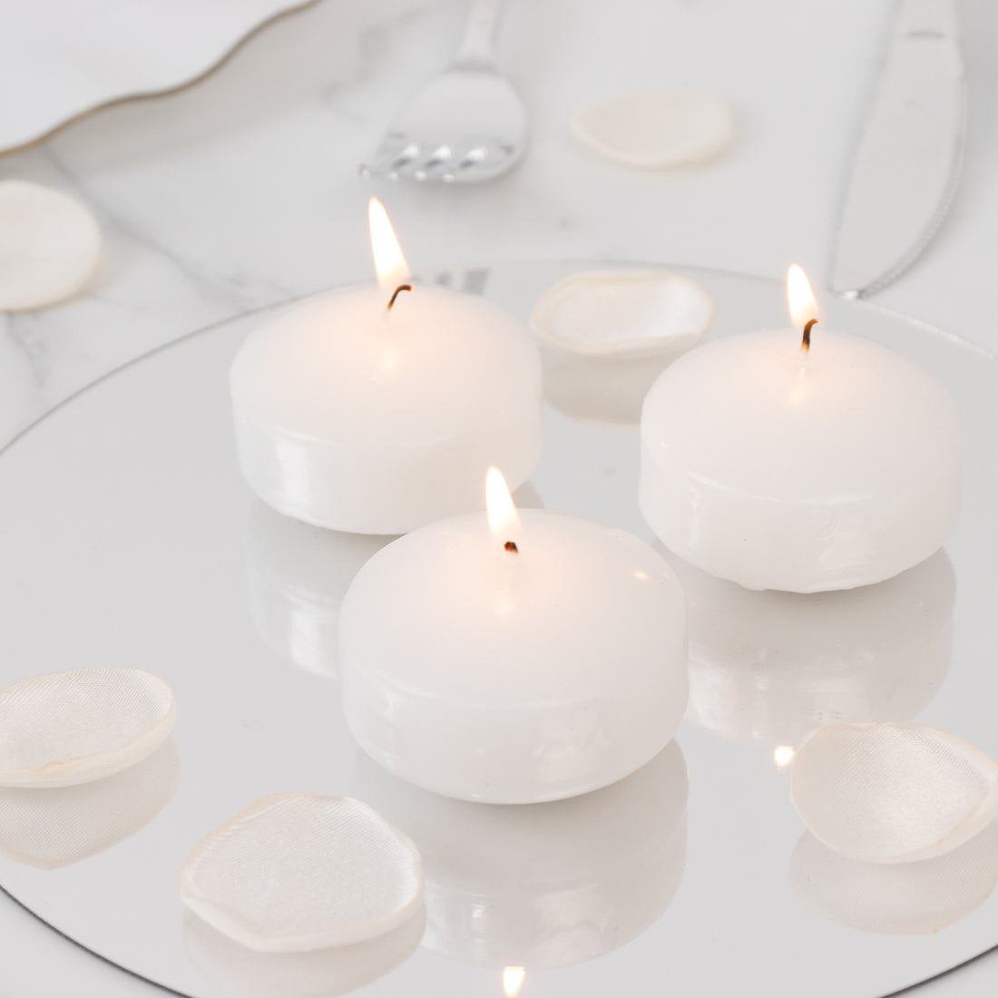 12 Pack White Floating Candles 2inch – Unscented Dripless Long Burn Disc Wax Candles