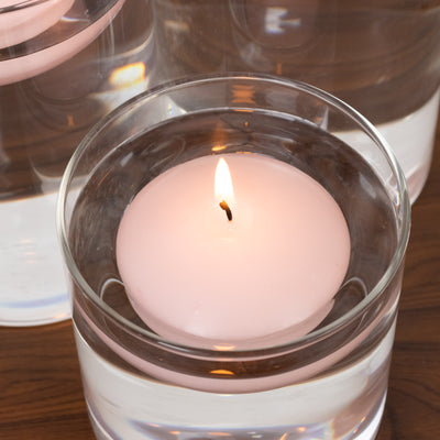 12 Pack Blush Floating Candles, 3" Unscented Dripless Wax Discs for Centerpieces