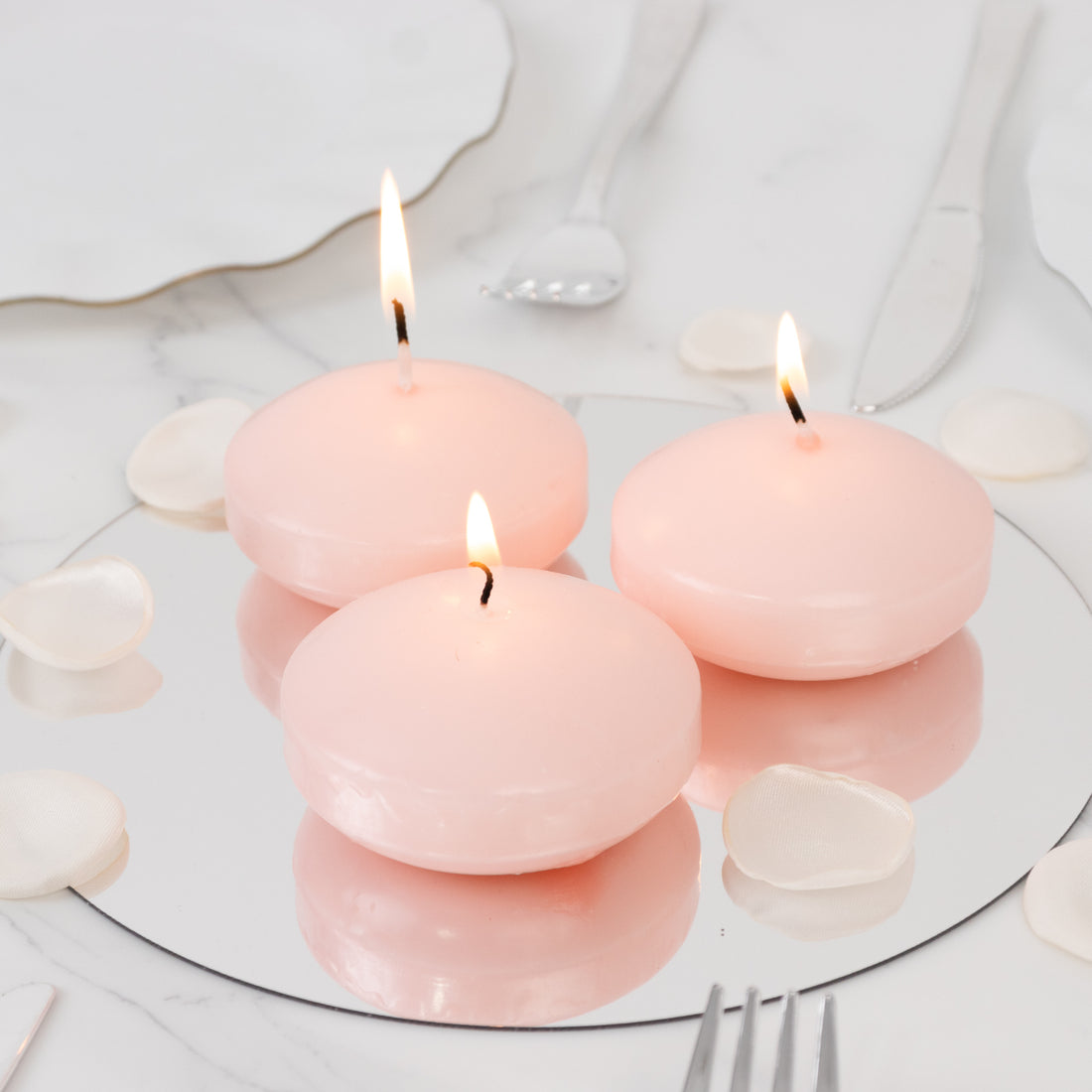 12 Pack Blush Floating Candles, 3inch Unscented Dripless Wax Discs for Centerpieces