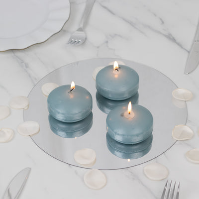 12 Pack Dusty Blue Floating Candles, 3" Unscented Dripless Wax Discs for Centerpieces