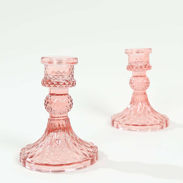 <h3 style="margin-left:0px;"><strong>Exquisite Elegance With Dusty Rose Glass Taper Candle Holders</strong>