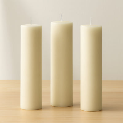 6-Pack Unscented Pillar Candles – Dripless 3"x12" Ivory Paraffin Wax with Smokeless Cotton Wicks, Clean & Long-Lasting 120-Hour Burn