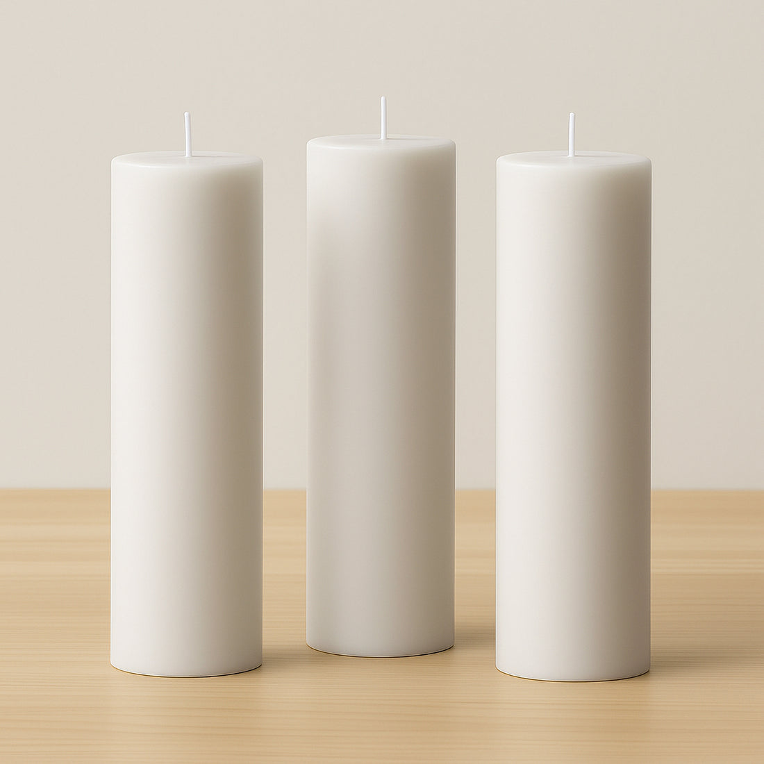 6-Pack Unscented Pillar Candles – Dripless 3x12inch White Paraffin Wax