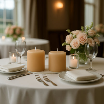 6-Pack Unscented Pillar Candles – Dripless 3"x3" Beige Paraffin Wax with Smokeless Cotton Wicks, Clean & Long-Lasting 30-Hour Burn