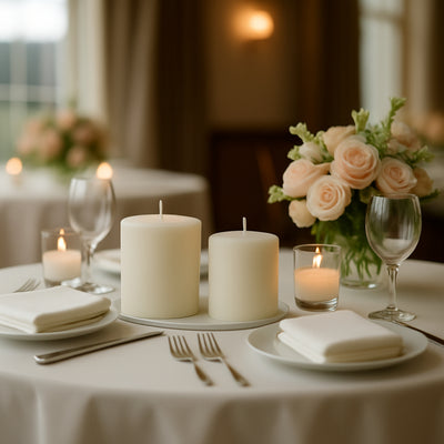 6-Pack Unscented Pillar Candles – Dripless 3"x3" Ivory Paraffin Wax with Smokeless Cotton Wicks, Clean & Long-Lasting 30-Hour Burn