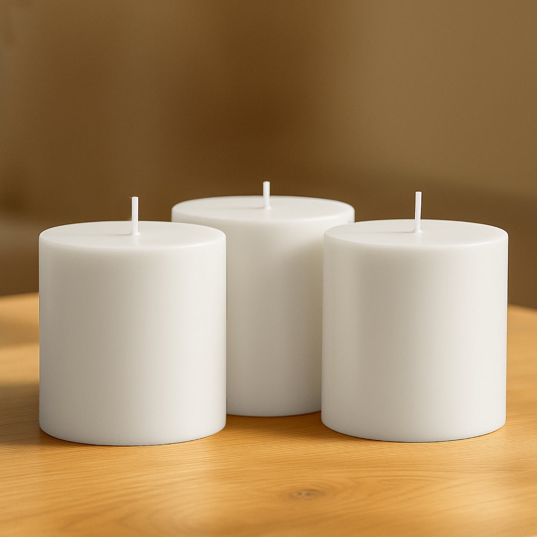 6-Pack Unscented Pillar Candles – Dripless 3x3 White Paraffin Wax with Smokeless Cotton Wicks