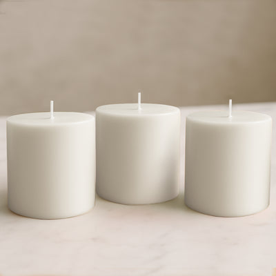 6-Pack Unscented Pillar Candles – Dripless 3"x3" White Paraffin Wax with Smokeless Cotton Wicks, Clean & Long-Lasting 30-Hour Burn