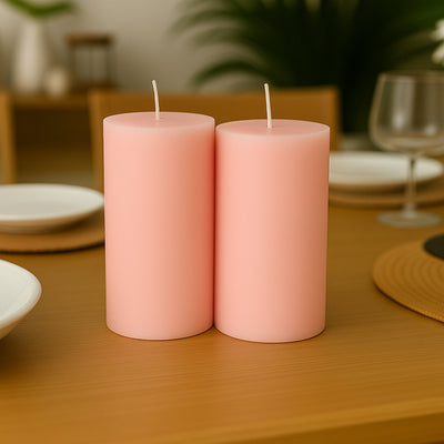 12-Pack Unscented Pillar Candles 3"x6" – Dripless Blush Paraffin Wax with Smokeless Cotton Wicks for Clean, Long-Lasting Burn