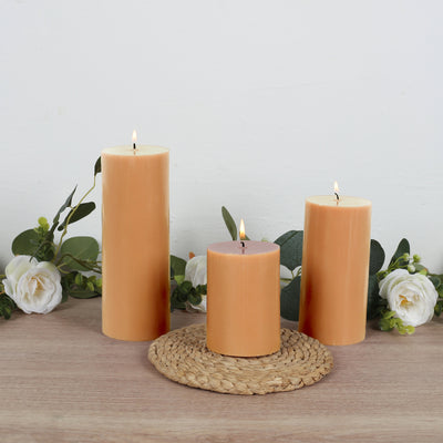 6-Pack Unscented Pillar Candles – Dripless 3"x6" Beige Paraffin Wax with Smokeless Cotton Wicks, Clean & Long-Lasting 60-Hour Burn
