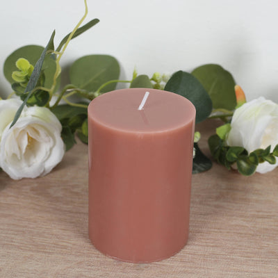 12-Pack Unscented Pillar Candles 3"x6" – Dripless Dusty Rose Paraffin Wax with Smokeless Cotton Wicks for Clean, Long-Lasting Burn