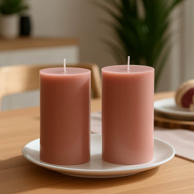 12-Pack Unscented Pillar Candles 3"x6" – Dripless Dusty Rose Paraffin Wax with Smokeless Cotton Wicks for Clean, Long-Lasting Burn
