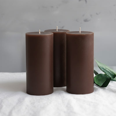 6-Pack Unscented Pillar Candles – Dripless 3"x6" Cinnamon Brown Paraffin Wax with Smokeless Cotton Wicks, Clean & Long-Lasting 60-Hour Burn