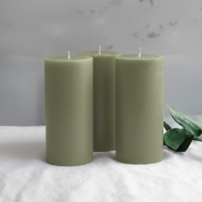 6-Pack Unscented Pillar Candles – Dripless 3"x6" Dusty Sage Green Paraffin Wax with Smokeless Cotton Wicks, Clean & Long-Lasting 60-Hour Burn
