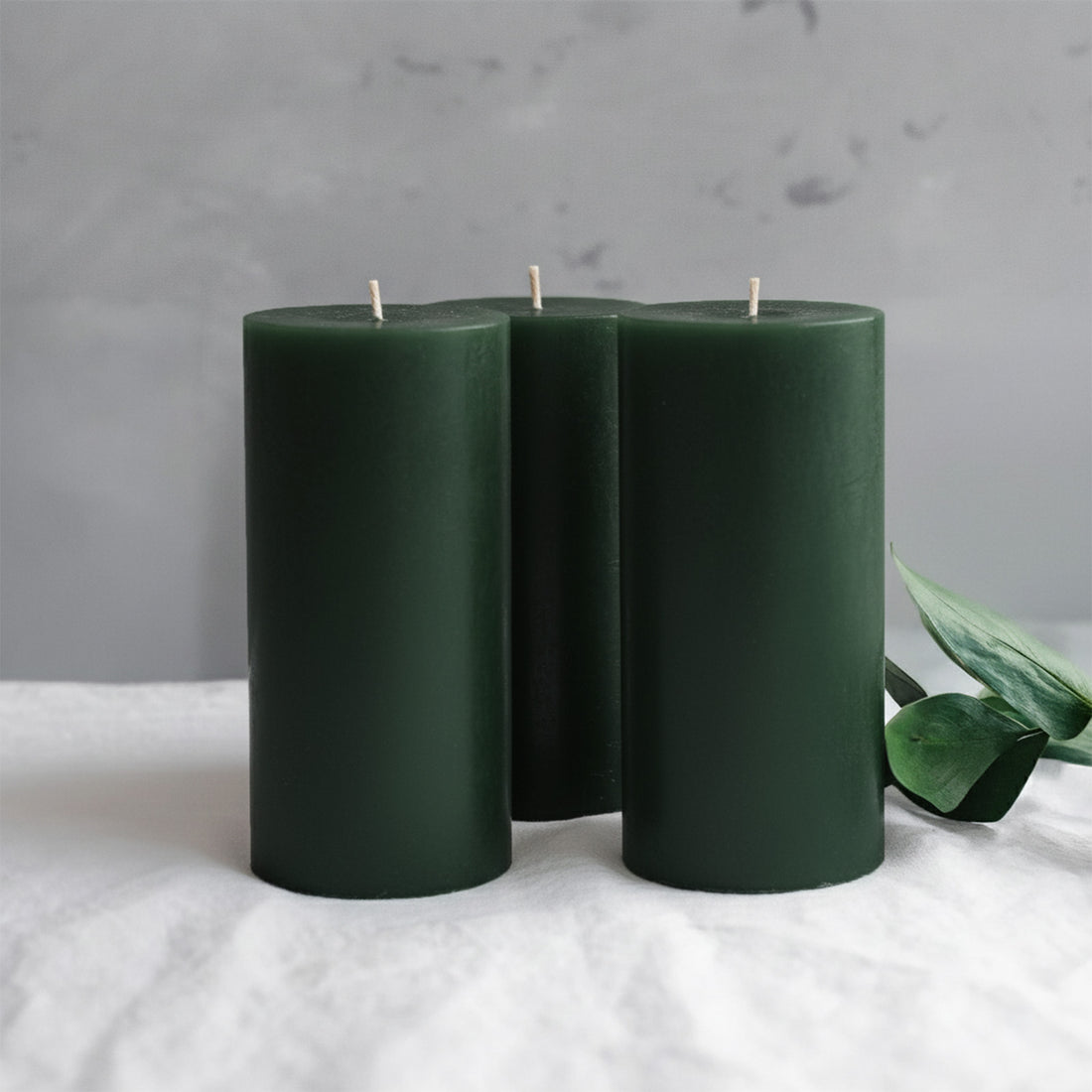 6-Pack Unscented Pillar Candles – Dripless 3x6inch Hunter Emerald Green Paraffin Wax
