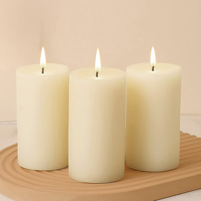 6-Pack Unscented Pillar Candles – Dripless 3"x6" Ivory Paraffin Wax with Smokeless Cotton Wicks, Clean & Long-Lasting 60-Hour Burn