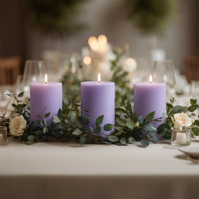 6-Pack Unscented Pillar Candles – Dripless 3"x6" Lavender Lilac Paraffin Wax with Smokeless Cotton Wicks, Clean & Long-Lasting 60-Hour Burn
