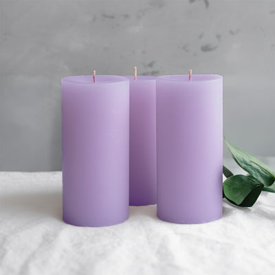 6-Pack Unscented Pillar Candles – Dripless 3"x6" Lavender Lilac Paraffin Wax with Smokeless Cotton Wicks, Clean & Long-Lasting 60-Hour Burn