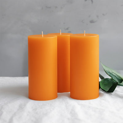6-Pack Unscented Pillar Candles – Dripless 3"x6" Orange Paraffin Wax with Smokeless Cotton Wicks, Clean & Long-Lasting 60-Hour Burn
