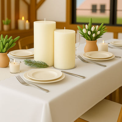 6-Pack Unscented Pillar Candles – Dripless 3"x9" Ivory Paraffin Wax with Smokeless Cotton Wicks, Clean & Long-Lasting 90-Hour Burn