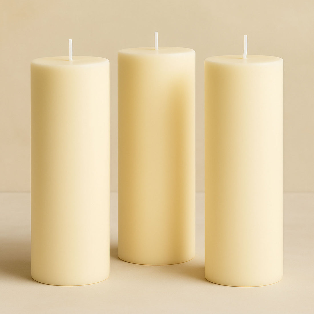 6-Pack Unscented Pillar Candles Dripless 3x9inch Ivory Paraffin Wax Smokeless